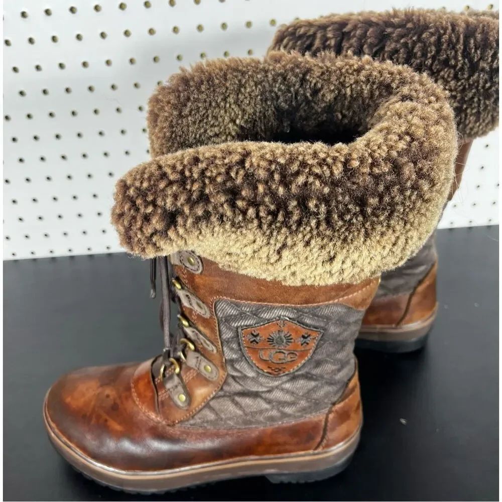 UGG Brynn Leather Shearling Winter Boots size 6
